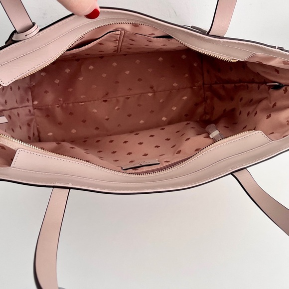 NWOT Kate Spade Greyish Pink Blush Nude ‘Lalena’ Large Pocket Leather Tote Bag - Picture 8 of 9